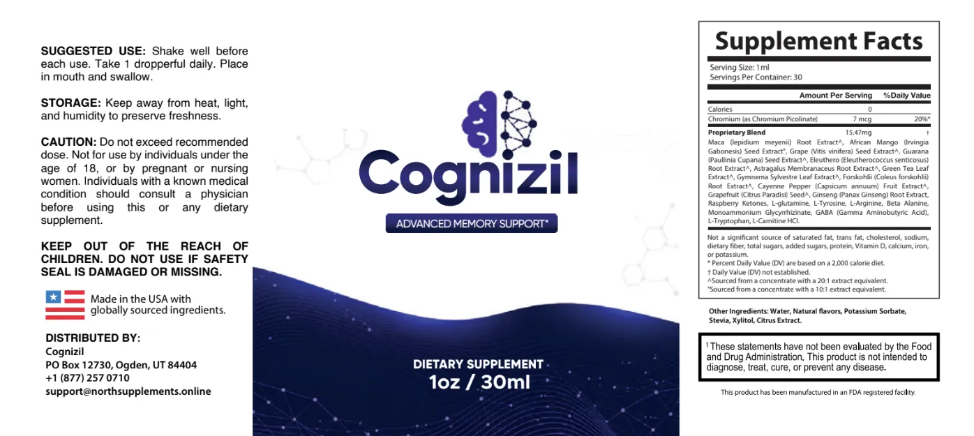 Cognizil Supplement Facts label