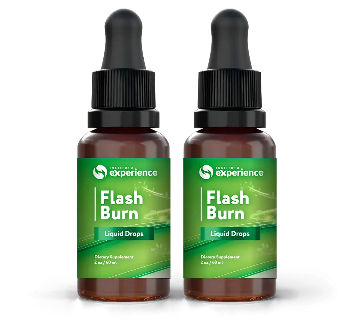 Two bottles of FlashBurn liquid drops