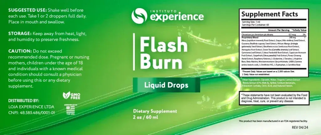 FlashBurn product ingredient and formula information